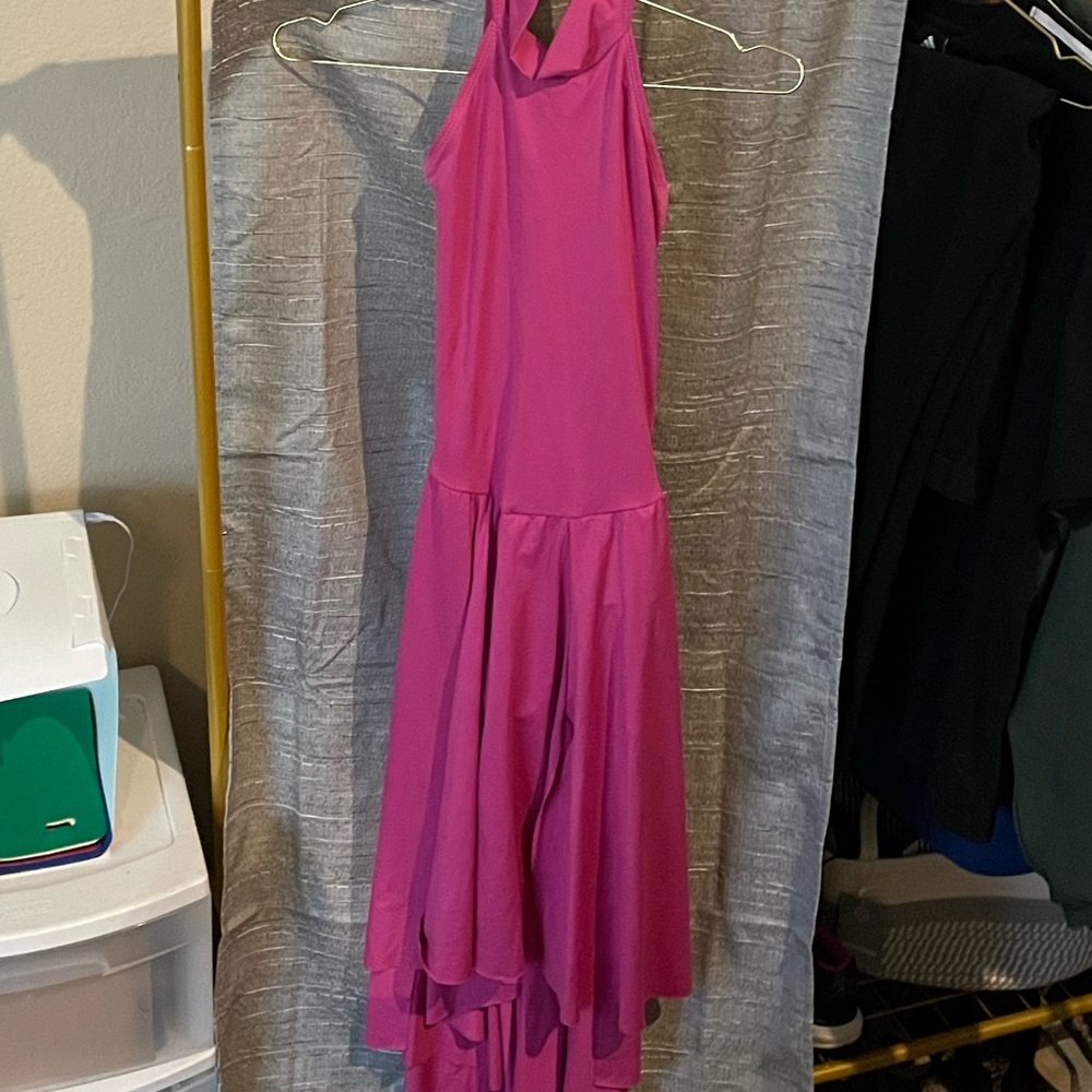 Natalie dancewear dress girls tie around neck strap flowing pink small dress